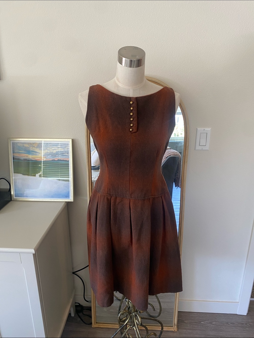 Vintage 1960s Woven by Master Craftsmen Plaid Drop Waist Dress